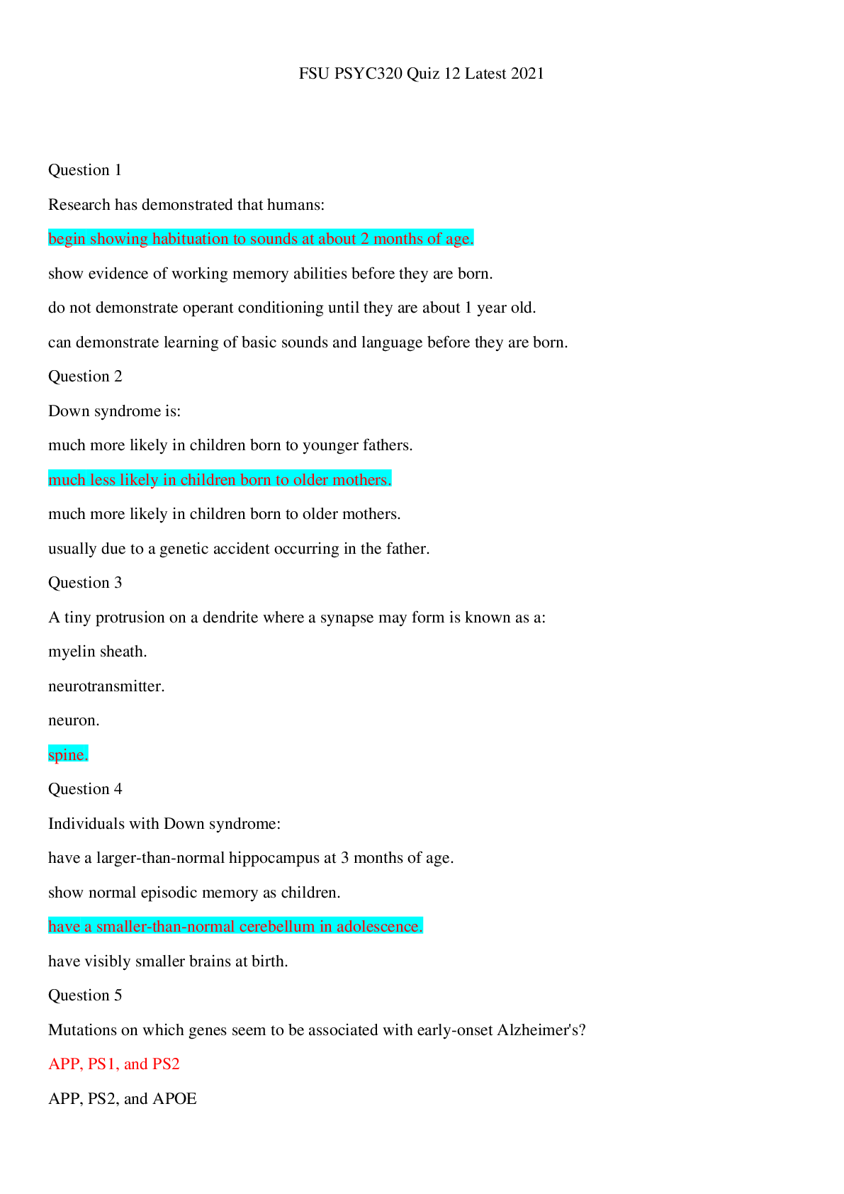 Preview image for FSU PSYC320 Quiz 12 Latest 2021/FSU PSYC320 Quiz 12 Latest 2021